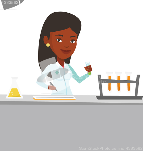 Image of Laboratory assistant working vector illustration.