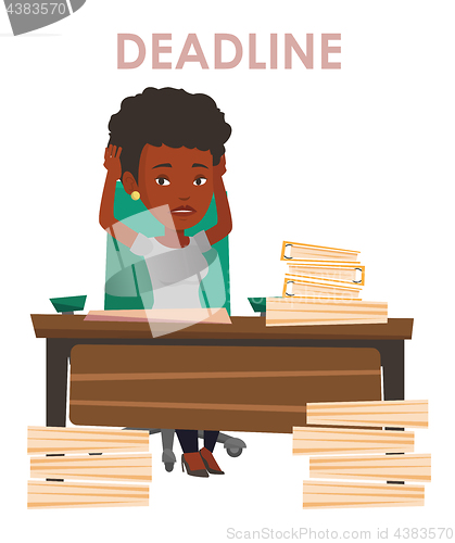 Image of Business woman having problem with deadline.