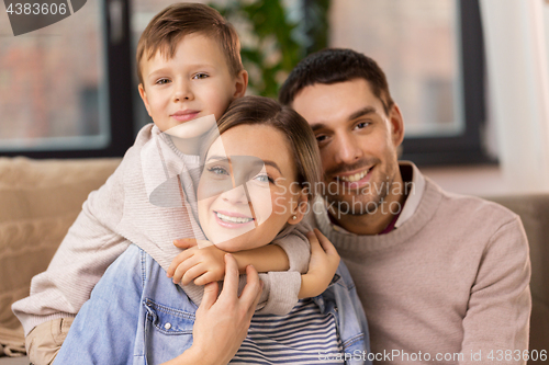 Image of happy family portrait at home