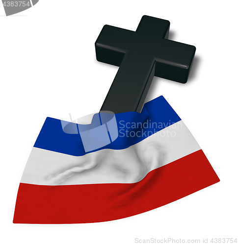 Image of christian cross and flag of schleswig-holstein