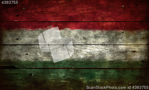 Image of flag hungary on wood