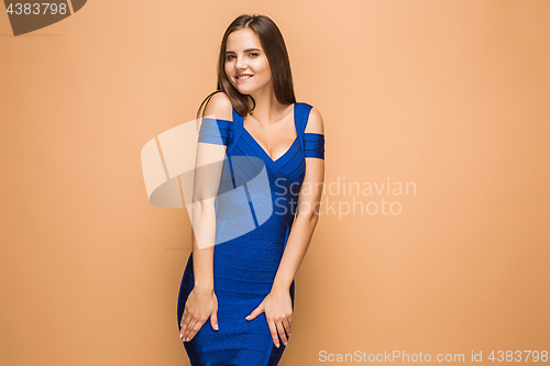 Image of The young woman\'s portrait with happy emotions