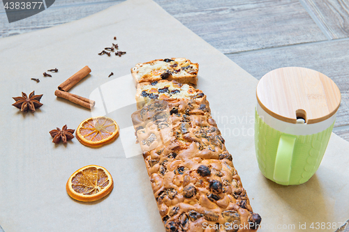 Image of Christmas cake on the table