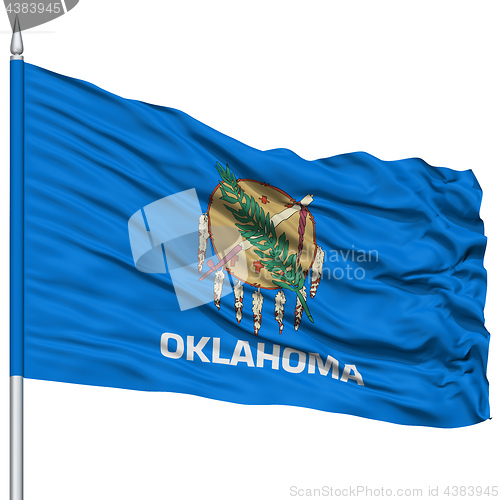 Image of Isolated Oklahoma Flag on Flagpole, USA state