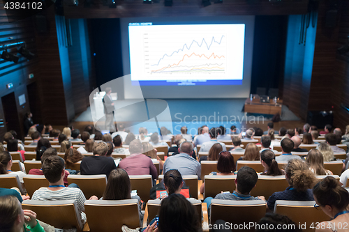 Image of Speaker giving presentation on health care conference.