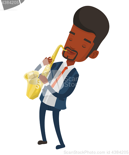 Image of Musician playing on saxophone vector illustration.