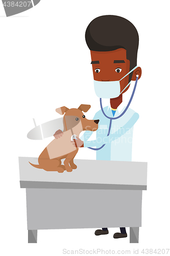 Image of Veterinarian examining dog vector illustration.
