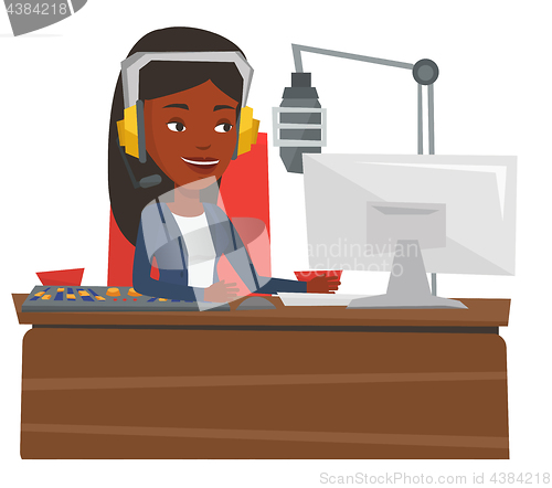 Image of Female dj working on the radio vector illustration