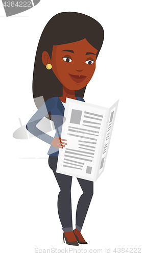 Image of Woman reading newspaper vector illustration.