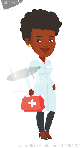 Image of Doctor holding first aid box vector illustration.