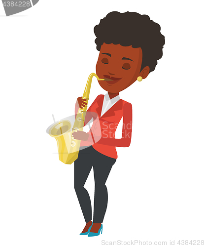 Image of Musician playing on saxophone vector illustration.