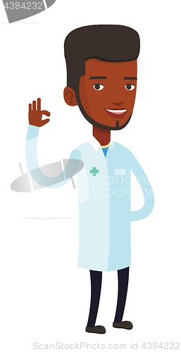 Image of Doctor showing ok sign vector illustration.