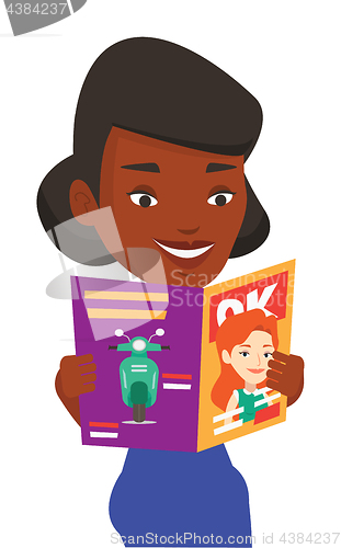 Image of Woman reading magazine vector illustration.