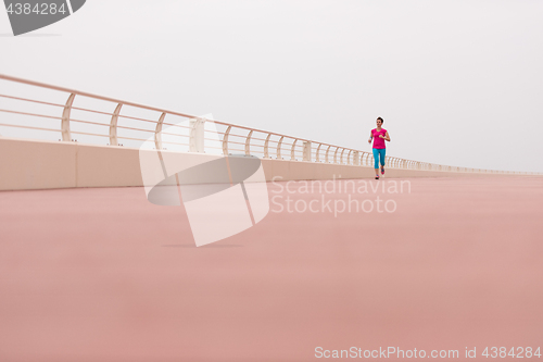 Image of woman busy running on the promenade