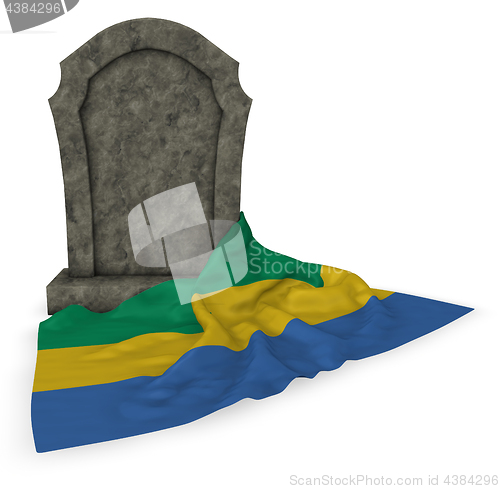 Image of gravestone and flag of gabon - 3d rendering