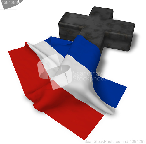 Image of christian cross and flag of schleswig-holstein - 3d rendering