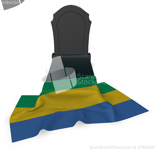 Image of gravestone and flag of gabon - 3d rendering