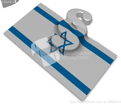 Image of paragraph symbol and flag of israel