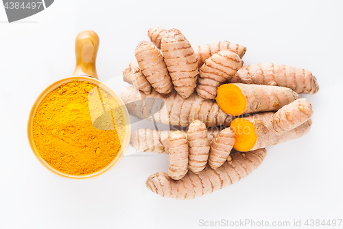 Image of turmeric on white background