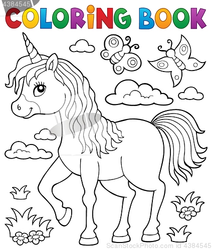 Image of Coloring book happy unicorn topic 1