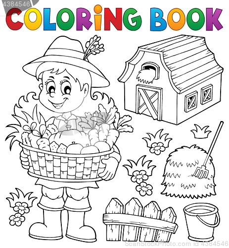 Image of Coloring book woman farmer theme 1