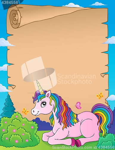 Image of Parchment with lying unicorn theme 1