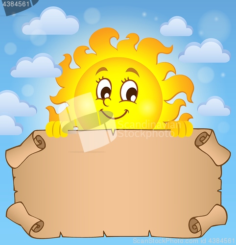 Image of Happy sun holding parchment theme 2