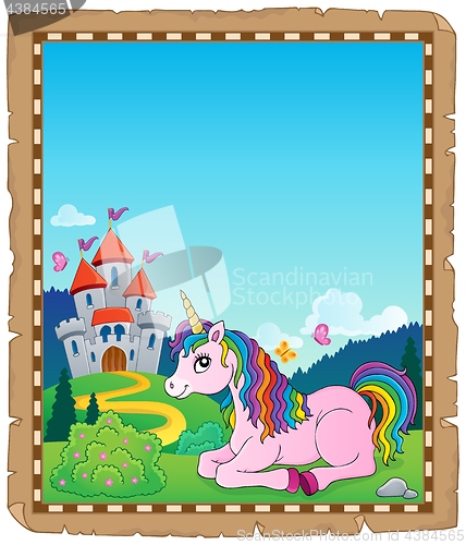 Image of Parchment with lying unicorn theme 2