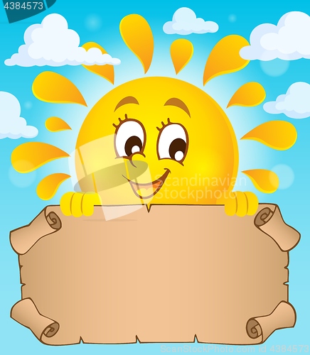 Image of Happy sun holding parchment theme 1