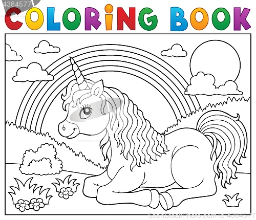 Image of Coloring book lying unicorn theme 2