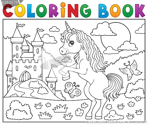 Image of Coloring book standing unicorn theme 2