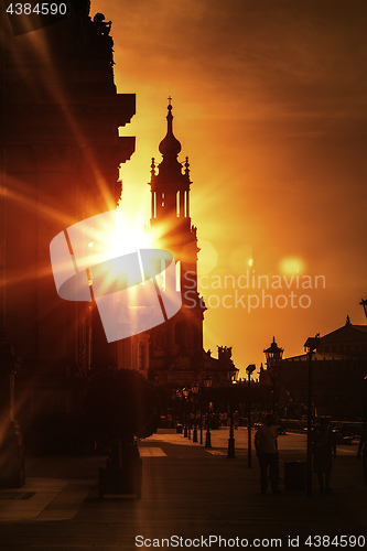 Image of city of Dresden Germany at sunset