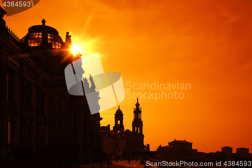 Image of city of Dresden Germany at sunset