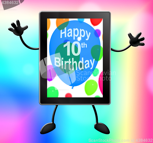 Image of Multicolored Balloons For Celebrating A 10th or Tenth Birthday T