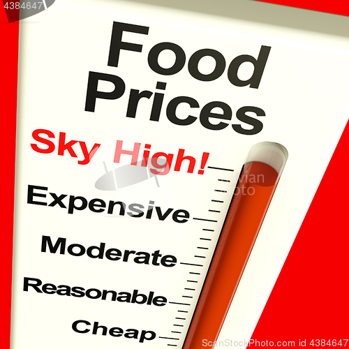 Image of Food Prices High Monitor Showing Expensive Grocery Costs