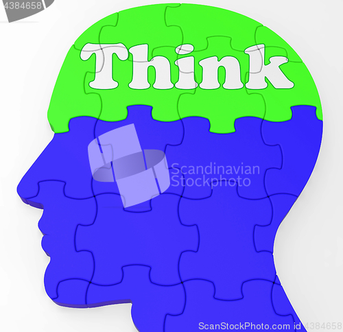 Image of Think Brain Profile Shows Concept Of Ideas