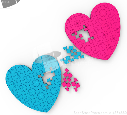 Image of Two Hearts Puzzle Shows Romance And Commitment