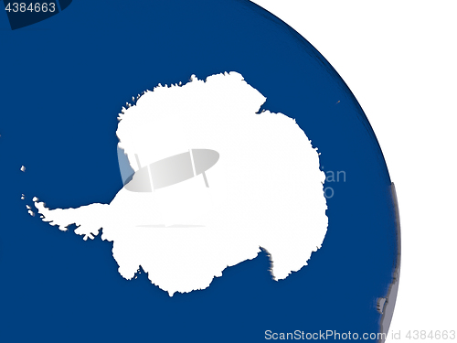 Image of Antarctica with flag on globe