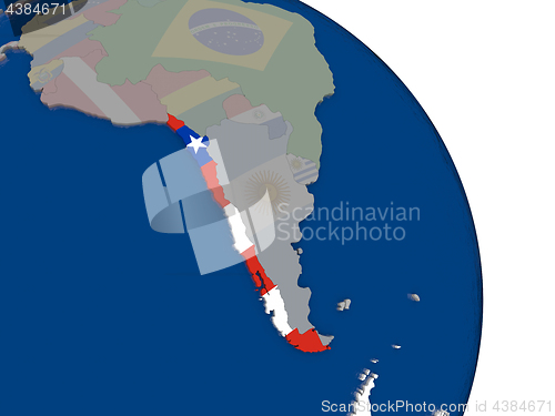 Image of Chile with flag on globe