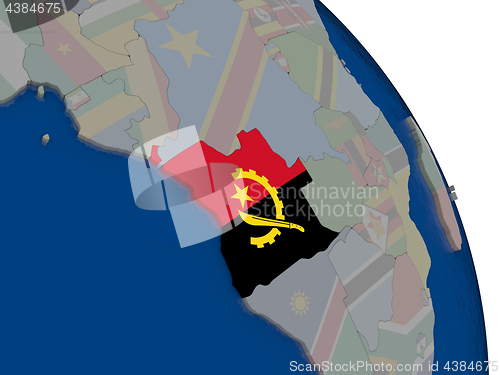 Image of Angola with flag on globe