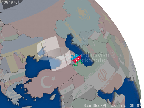 Image of Azerbaijan with flag on globe