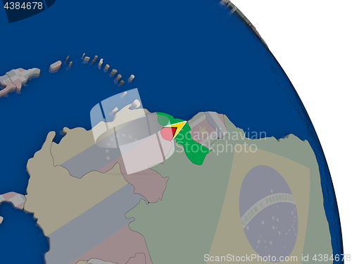 Image of Guyana with flag on globe