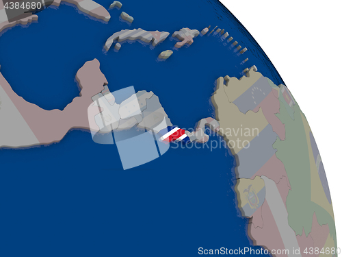 Image of Costa Rica with flag on globe