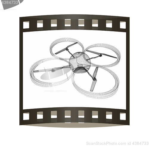Image of Quadcopter Dron. 3d render. The film strip.