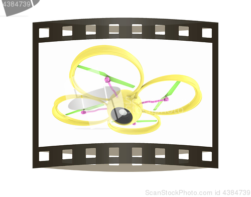Image of Quadcopter Dron. 3d render. The film strip.