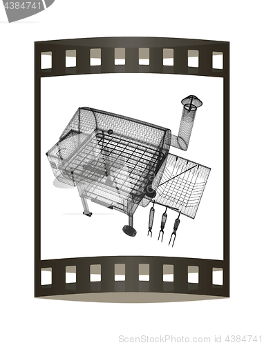 Image of BBQ grill. 3d illustration. The film strip.
