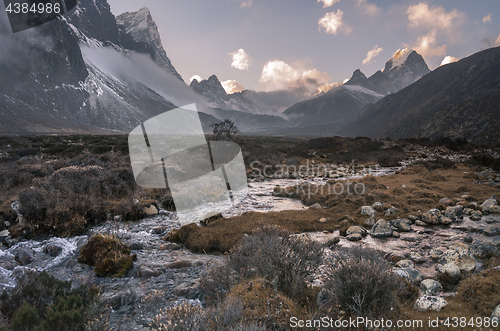 Image of Pheriche valley with Taboche and cholatse peaks