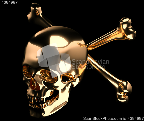 Image of Golden Skull with crossed bones or totenkopf 