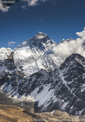 Image of Everest summit from Gokyo Ri peak in Himalayas