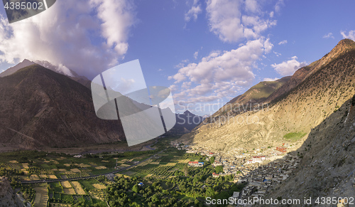 Image of Marpha village and apple gardens in Mustang